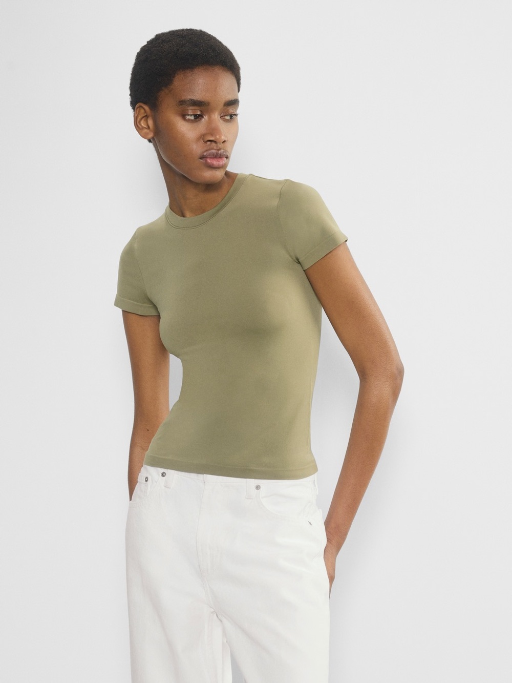 Aritzia Seamless Short Sleeve Top in Willow Green